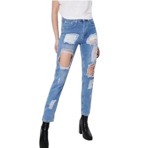 Nasty Gal Ripped Distressed Mom Jeans Size 6 NWT